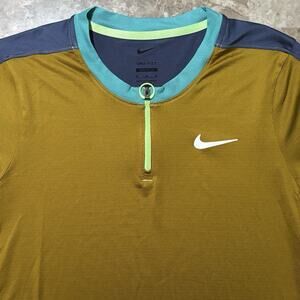 Nike Court Shirt Mens M Slim Colorblock Court Advantage Zip Blade Tennis DD8321